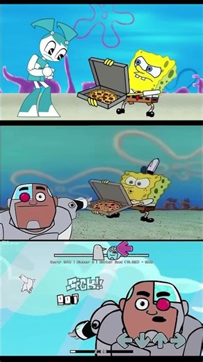Look a pizza But Spongebob vs Patrick Star - FNF Mobiles Cyborg Meme Mods