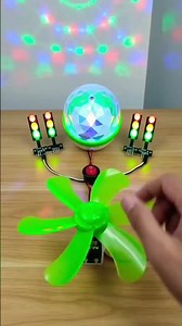 6-Wing Gear Generator Powers 4 Traffic Lights & DJ Disco Light! ⚡🚦🪩 #shorts #dcmotor