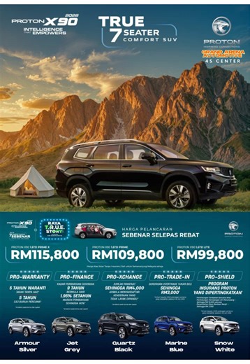 ALL NEW PROTON X90 MC IS HERE! Bigger. Smarter. More affordable. Now powered by 1.5L Turbo 4-Cylinder Engine producing 181PS & 290Nm torque with 7-speed DCT transmission for smooth power and performance. 💰 Price starting from RM99,800* (launch rebate included) Perfect for family travel, balik kampung & long distance comfort! 📲 Book now before Raya! Limited launch rebate available. 📞 Contact: Kelly Ho #X90 #PROTONX50 #HiPROTON #x90mc #SUVMalaysia