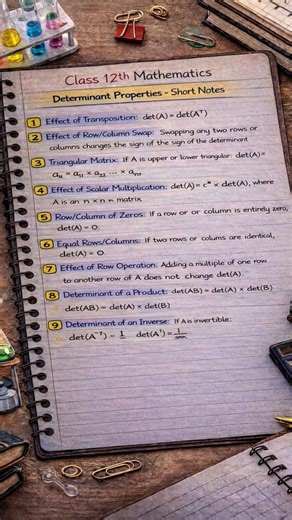 📊 Determinant Properties | Class 12 Maths Short Notes & Tricks 💯✨ Score 100/100 by Notesmaster