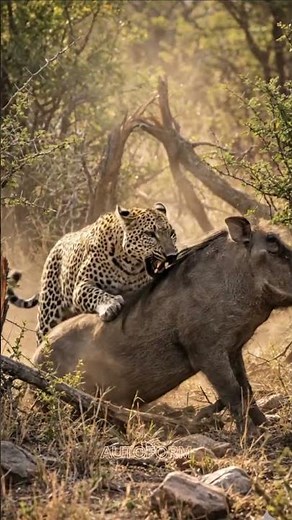 Leopard vs Warthog! Savage Bushland Fight 💥🐆 #shorts