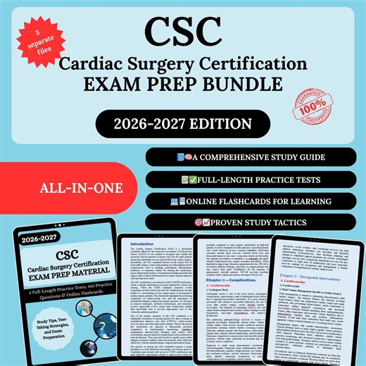 CSC Exam Prep Bundle 2026 | CSC Study Guide | CSC Practice Test | Csc Exam | Csc Study Notes | Cardiac Surgery Certification | Csc Review - Etsy Canada