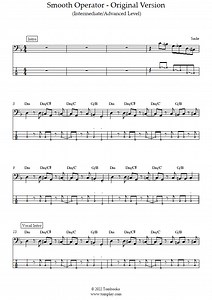 Smooth Operator - Original Version (Intermediate/Advanced Level) (Sade) - Bass Tabs