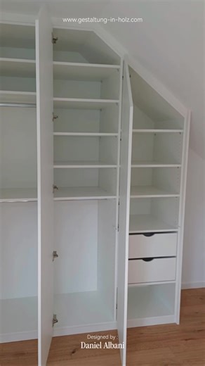 Maßschrank für Dachschräge im Ankleidezimmer