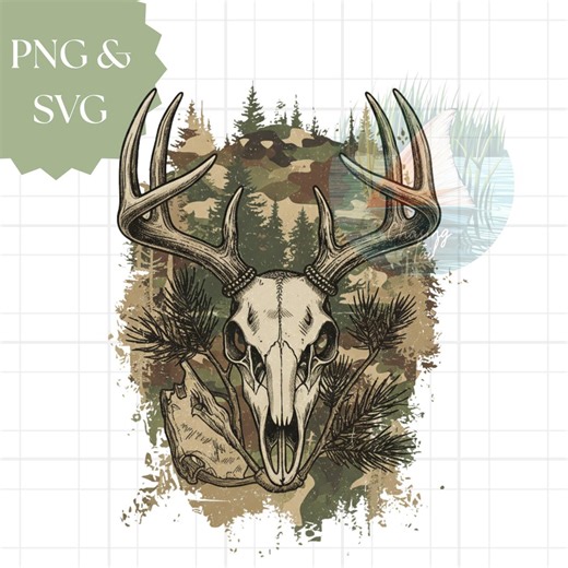 Vintage Deer Skull SVG: Camo Hunting Logo Design (digital Download) - Etsy