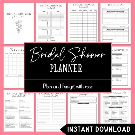 Bridal Shower Planner, Bachelorette Party Planner, Maid of Honor Planner, Digital Download Bridal Shower Budget Checklist Planner - Etsy