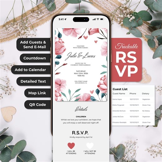 All-in-one Digital Wedding Invitation Website With RSVP Online Invite, Guest Management & Countdown - Etsy UK