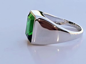 5ct Emerald Cut Tsavorite Garnet Engagement Ring Handmade Signet Ring Sterling Silver Tsavorite Gemstone Wedding Ring Unisex Signet Ring - Etsy