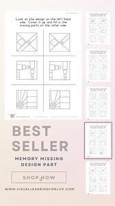 3K views · 13 reactions | // MEMORY MISSING DESIGN PART // Fill in the missing lines in the design on the right side from memory. Find these worksheets here: Website: https://visuallearningforlife.com/search?keyword=memory+missing+design+part or TPT Store: https://www.teacherspayteachers.com/Store/Visual-Learning-For-Life/Search:memory+missing+design+part | Visual Learning for Life | Facebook