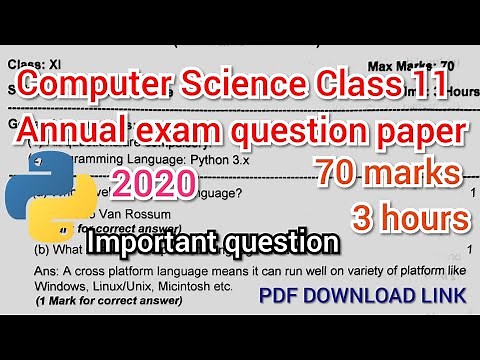 Computer Science Class 11 Annual exam Question Paper with solution | Sample paper class 11 2020 | CS