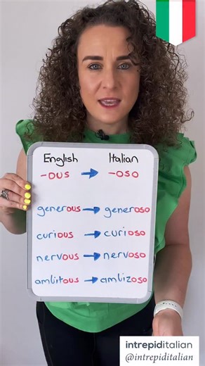 👉Comment ‘17RULES’ for your FREE cheat-sheet with all 17 shortcuts that will unlock and unblock your Italian vocabulary ✅🇮🇹 You’ll learn rules like: Did you know that words in English ending in -ty become -tà in Italian? Here are some examples: Did you know? English adjectives ending in -ous become -oso in Italian? For example generous → generoso curious → curioso nervous → nervoso ambitious → ambizioso Of course, there are some exceptions to these rules, but you’d be surprised how often they