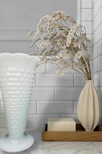 Vintage Anchor Hocking Hobnail Milk Glass Vase | Mid-Century Modern Decor