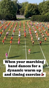 🕺🏻Warm ups can be fun! Mix up your dynamic warm up routine by teaching your marching band a fun dance. Not only does this help students warm up their bodies, but it also will likely help them improve their foot timing before transitioning into marching fundamentals during rehearsal. #ThrowbackThursday to Clemson University Tiger Band for bringing in a line dancing instructor for a day to get the students moving. We can’t wait to do our marching band workout clinic with them again in August.🐅 