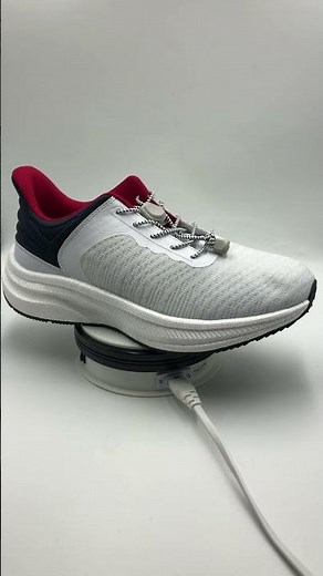 Dr. Comfort Men's Bungee Sneakers - White with Blue & Red Mesh for Everyday Comfort! #Drcomfort