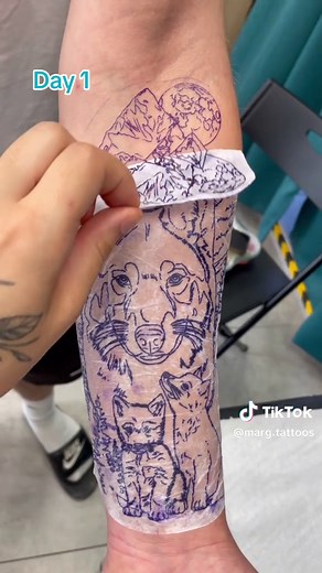 Realistic Wolf Tattoo Creation Process