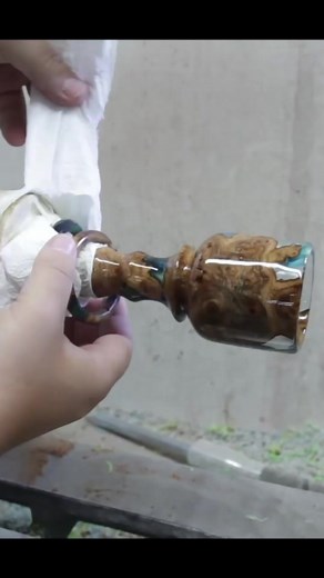 An impossible idea come alove hy turning a colour shifting hybrid goblet with captive rings #woodturner #epoxyresinturning #inspiration #asmr