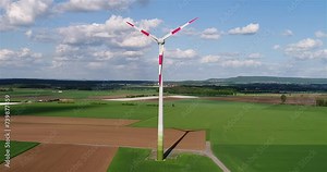 Wind generator in agricultural fields. Wind power generator. Renewable electricity. Wind power generators. wind generator