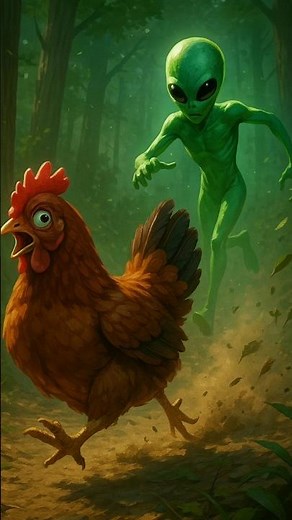 "When a Chicken Meets an Alien… Run for Your Life!" 🐔👽💨#ChickenVsAlien#4KAnimation #AlienChase