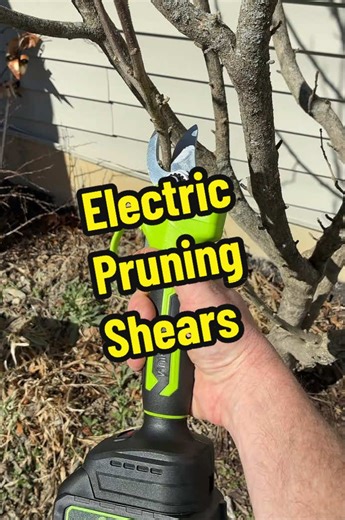 Electric pruning shears slice through branches fast with effortless cordless power. #gardentools #yardwork #pruningtools #gardeninggear #musthave