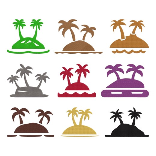 Palm Tree Island Embroidery Design, Tropical Beach Summer Vacation Machine Embroidery Instant Download - Etsy