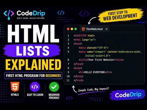 Master HTML Lists in One Video 💻| HTML Lists Tutorial for Beginners 🚀