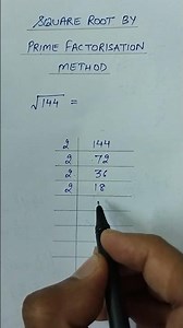 Square Root of 144 by Prime Factorisation Method