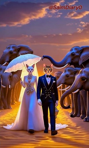 🌟 Majestic Animal Fashion Show in a Golden Desert | Enchanting Catwalk Under Twilight Skies