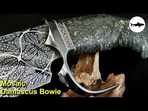 Forging a huge mosaic damascus bowie knife