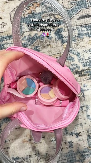 A magical little makeup set made just for kids, featuring real, non-toxic makeup tucked inside the cutest unicorn purse ever 🦄💄 Perfect for dress-up, pretend play, and feeling just like mom — without the worry. Safe, fun, and guaranteed to make her eyes light up! #kidsmakeup #unicorn #playmakeup #dressupfun #minimakeup