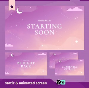 Animated Wink of Magic Stream Screens: Soft Purple Celestial for Twitch and Obs/streamlabs - Etsy