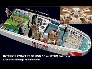 INTERIOR CONCEPT DESIGN 10 m SCOW Sail Yacht Architecture&Design Andrei Rochian