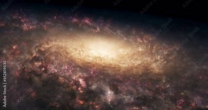 Spiral Galaxy Rotation 3 Dimensional With Millions Of Stars - 4K 3D Spiral Galaxy, Deep Space Exploration, Birth Of A Galaxy. 3D Milky Way Spiral Galaxy on Space Background 4K 3D abstract animation.