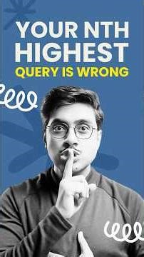 Nth Highest Salary Query That Actually Performs #SQL #DatabaseTuning #Tutorial