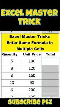 Excel Secret Shortcut 🤫 Apply Formula to Many Cells in 1 Click!