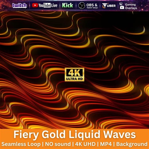 Fiery Gold Liquid Waves Loop | Abstract Luxury Background | Molten Gold Motion | OBS Twitch Stream - Etsy