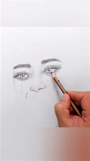 Realistic Crying Girl Pencil Drawing #pencildrawing