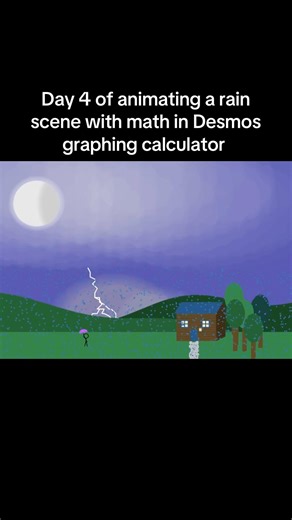 Added lightning to my rain scene made with math #animation #art