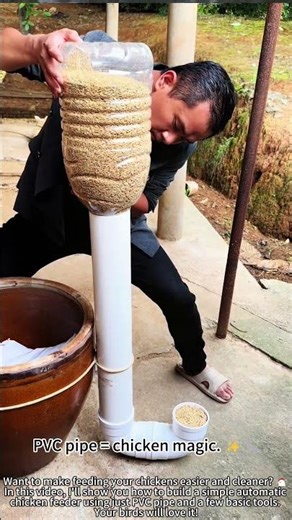 DIY chicken feeder from PVC pipe! 🐔⚡