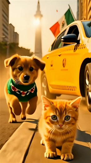 Hero Puppy Saves Kitten in Mexico City 🇲🇽 | Angel of Independence Miracle