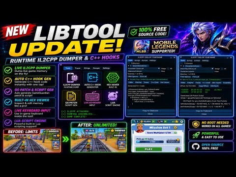 🔥 NEW LIBTOOL UPDATE! Best IL2CPP Dumper & C++ Hook Generator + SOURCE CODE! 🚀