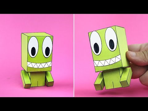3D Shapes Rainbow Friends Green Paper Craft Idea