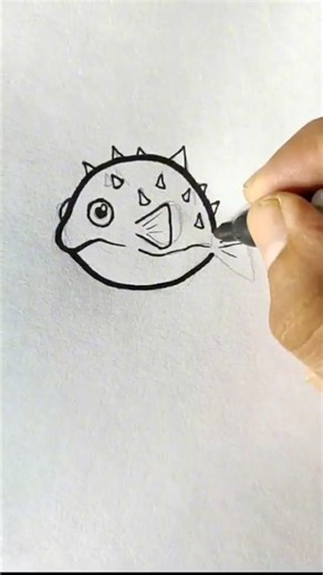 I'll teach you how to draw a cartoon pufferfish 🐟✏️ #draw #drawing #tutorial #fish #markers