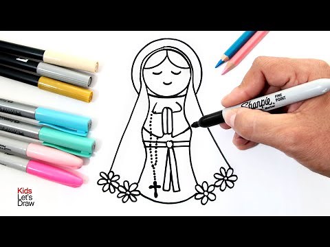 How to make a DRAWING of the VIRGIN MARY for Kids, Toddlers