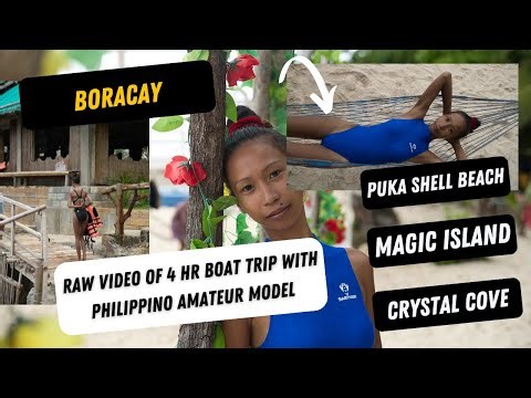 Boracay Island Hopping | 4 Hour Boat Ride with Philippine Swimsuit Model | Raw Video | HD | 4K