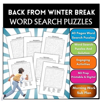 Back From Winter Break Word Search Activities Morning Work 4th,5th,6th,7th,8th
