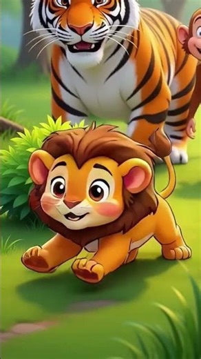 Lion’s Tail Stuck Fail #tiger #babytoons #lion #cartoon#animals #cartooncharacter#funny #monkey#ai