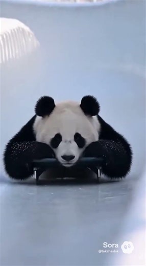 Sliding Down the Track — Panda Luge!
