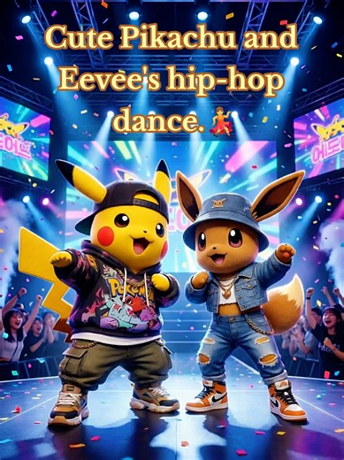 Cute Pikachu and Eevee's hip-hop dance.💃 #cute #pikachu #Eevee #dance #fyp
