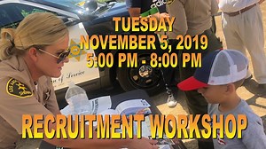 The LASD Recruitment Unit is excited to invite you to a Recruitment Workshop on Tuesday, November 5, 2019, from 5:00 p.m. to 8:00 p.m. at the Stevenson Ranch Library, 25950 The Old Road, Stevenson Ranch. If you"re interested in joining LASD, don't miss this opportunity to have all of your questions answered regarding our hiring process. Please feel free to bring any friends or family members that you feel may be interested. We look forward to seeing you! | Santa Clarita Valley Sheriff's Station