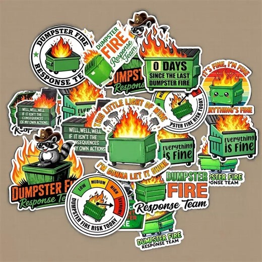 Dumpster Fire Sticker Pack, Sarcastic Anxiety Stickers, Waterproof Vinyl (12 PCS) - Etsy